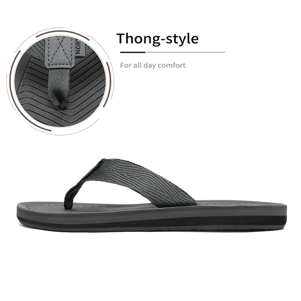 Men's Canvas Flip Flops - DARK GREY - 3